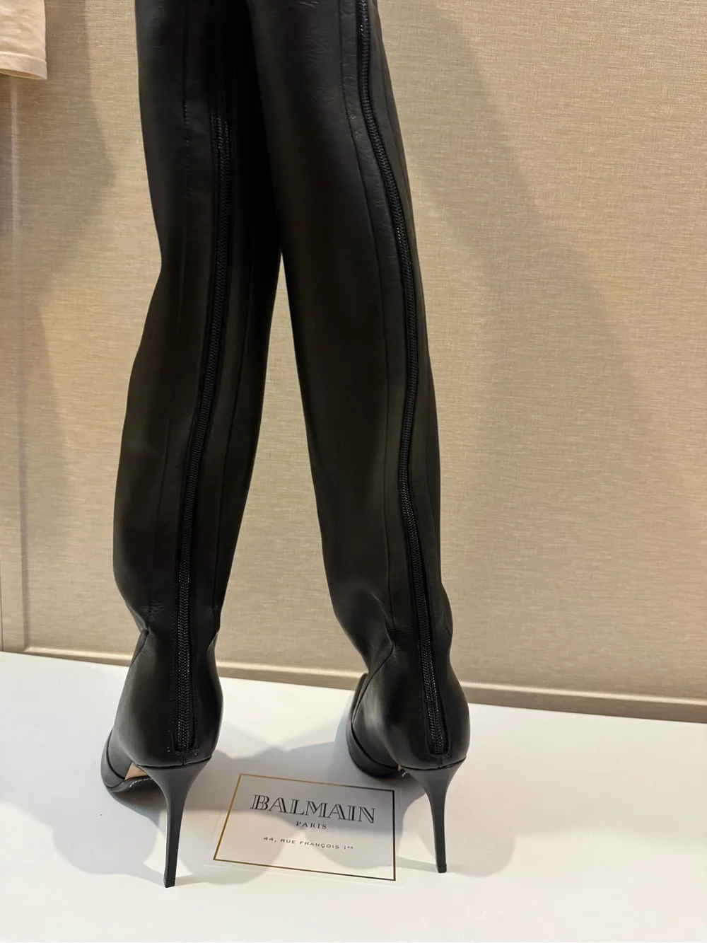 Balmain Amazone Black Leather Over-the-Knee Stiletto Boots 38/8 NWT!